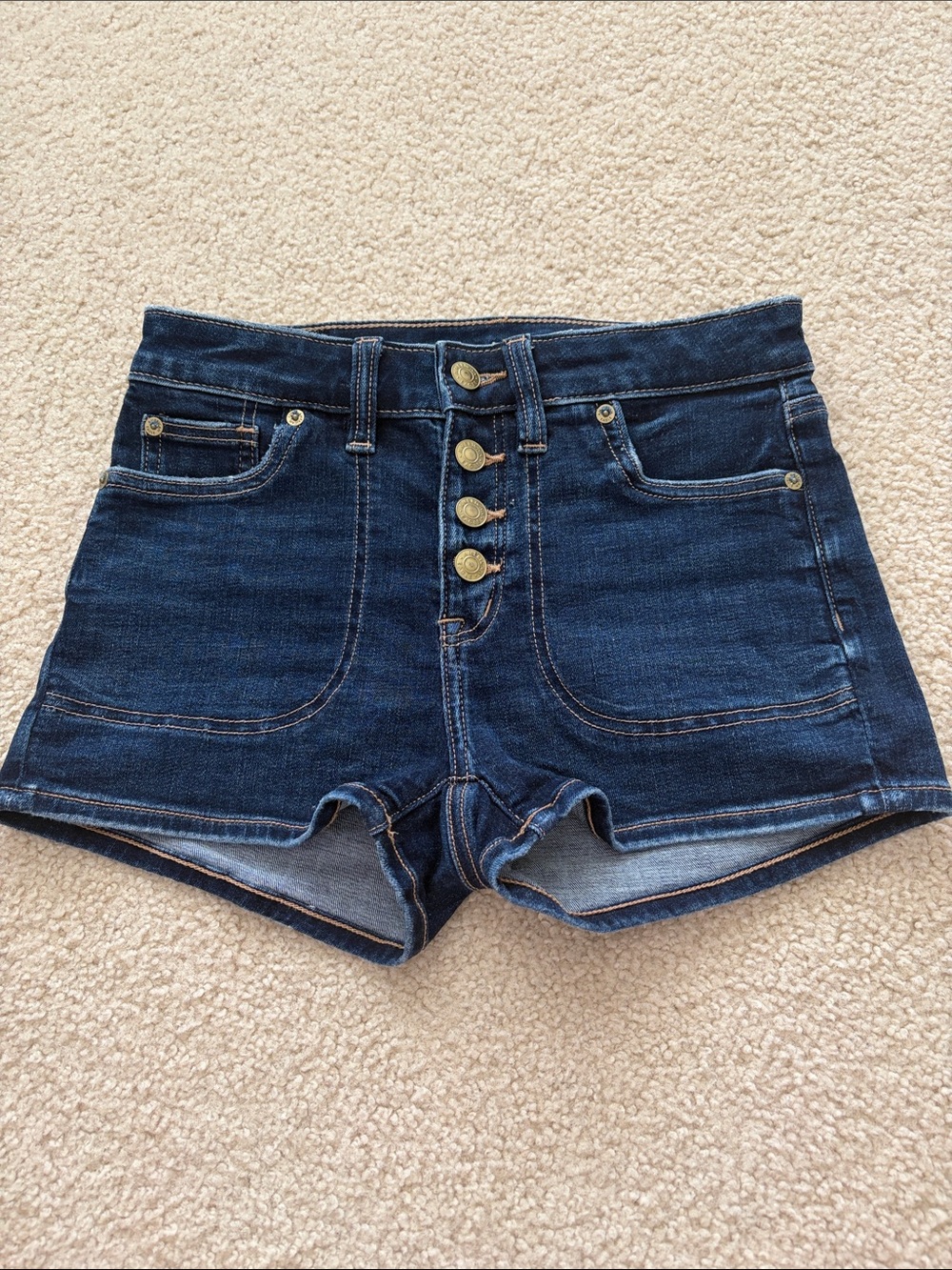 American Eagle Denim Next Level Stretch Denim Shorts with Button Front
